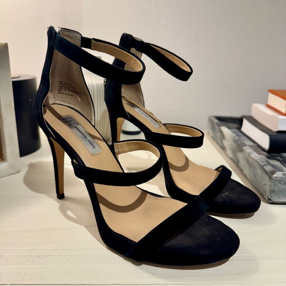 INC International Concepts Black Strappy Heels